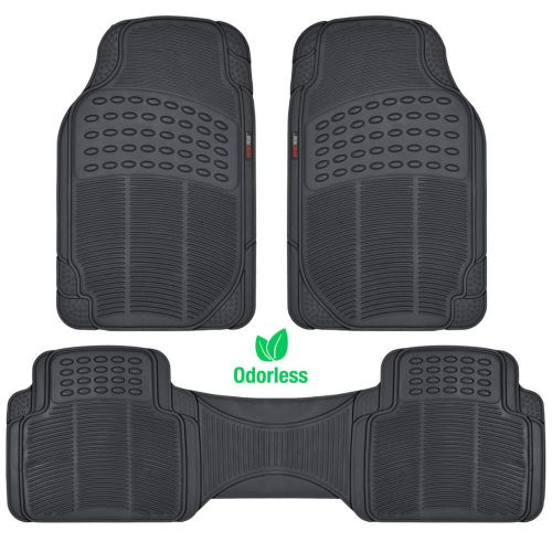 Black 3 pc rubber floor mats for car suv zero-odor motor trend heavy duty