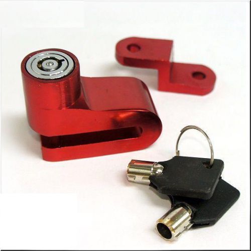Motorcycle disc brake &amp; wheel lock aluminum alloy red two keys