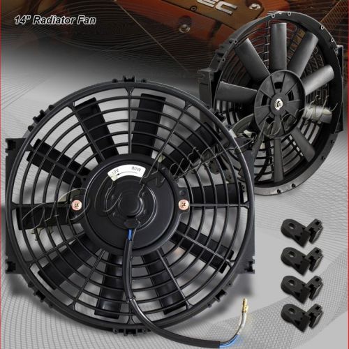 1 x 14&#034; black 1500 cfm 2250 rpm electric slim push pull engine bay radiator fan