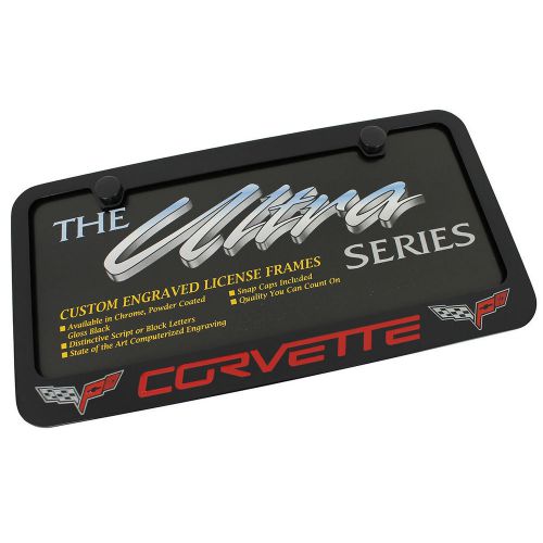 Corvette c6 red logo black license plate frame