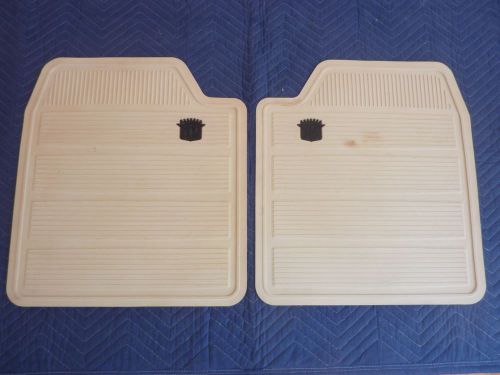 Vintage oem gm 1966 -1970 cadillac rear floor mats, white w/ black crest / pair