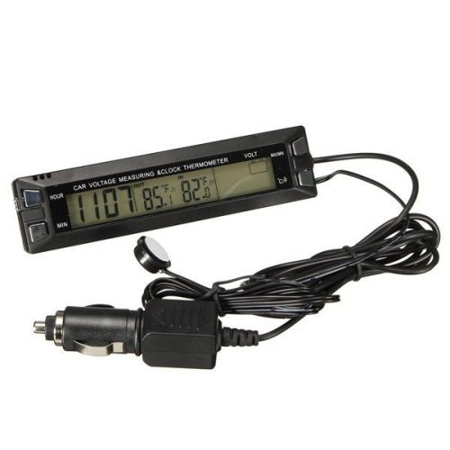 Car auto lcd digital clock thermometer temperature voltage meter battery monitor