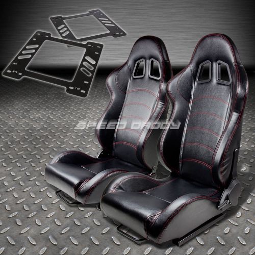 Pair type-1 reclining black pvc racing seat+bracket for 78-88 monte carlo a/g