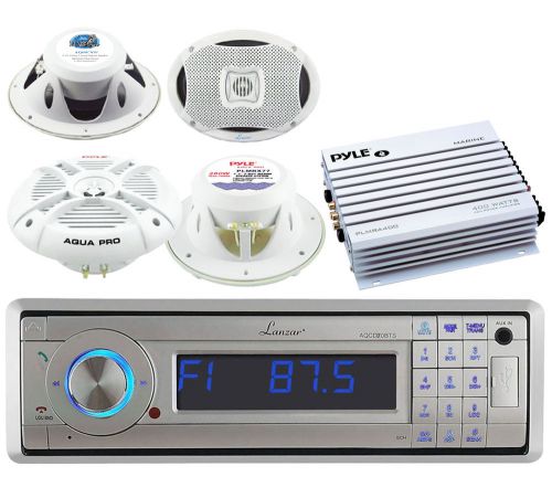 Lanzar bluetooth usb marine receiver, 400w amplifier,7.7&#034; &amp; 6x9&#034; marine speakers