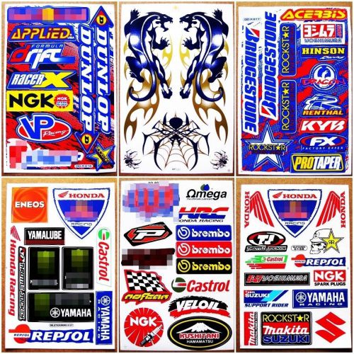 Dirt rider motocross blue panther racing decal sponsor mx1 stickers 6 sheets .