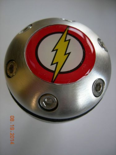 The flash  logo aluminum leather gear shift knob universal cane top