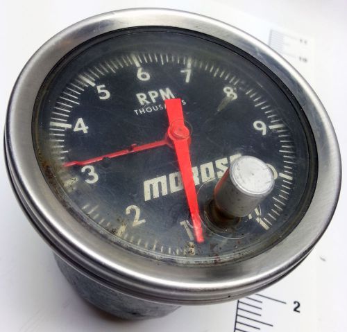 Moroso cable drive 10,000 rpm 3-5/8” od tachometer with tell tale reset button