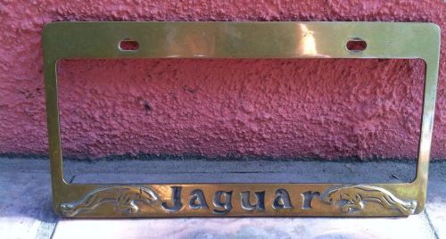 New vintage solid brass jaguar license plate frame w/nip license plate fastners