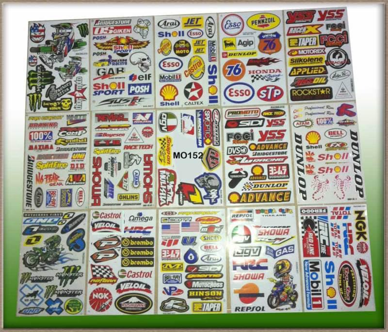 Lot of 15 sheets mixed atv moto mx stickers kit   free shipping #mo152l5