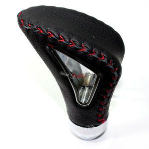 Universal black genuine leather red stitch shift knob for car-truck-hotrod gear