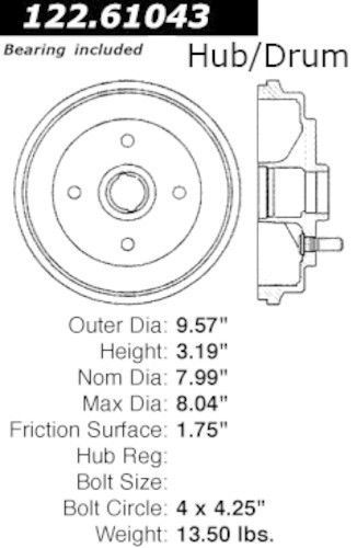 Centric parts 122.61043 rear brake drum