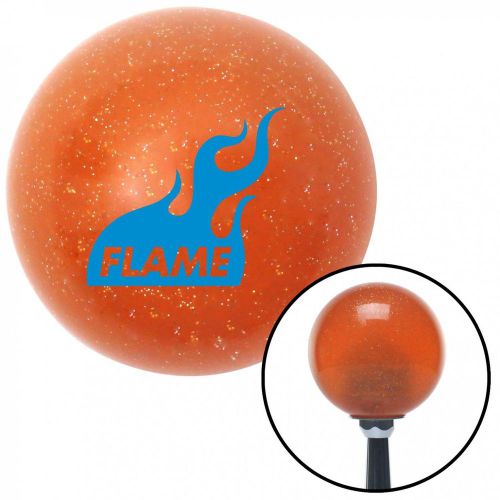 Blue flame icon orange metal flake shift knob with 16mm x 1.5 insert 356 xtreme