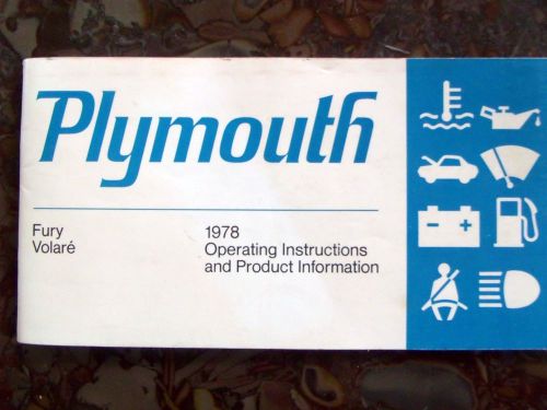 1978 plymouth volare fury operating instructions booklet 81-270-8105 clean