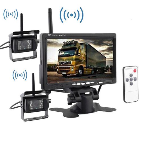 7&#034; monitor for rv truck + 2 x wireless ir night vision rear backup camera system