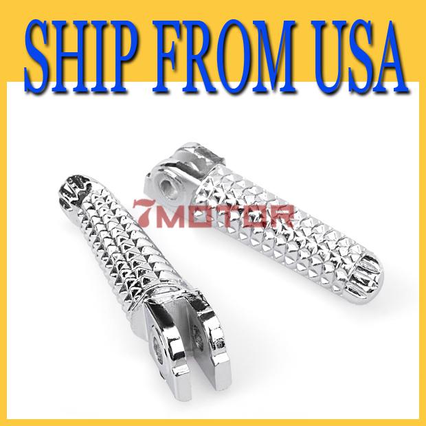 Us hot 1set silver chrome motorcycle foot pegs front for yamaha yzf