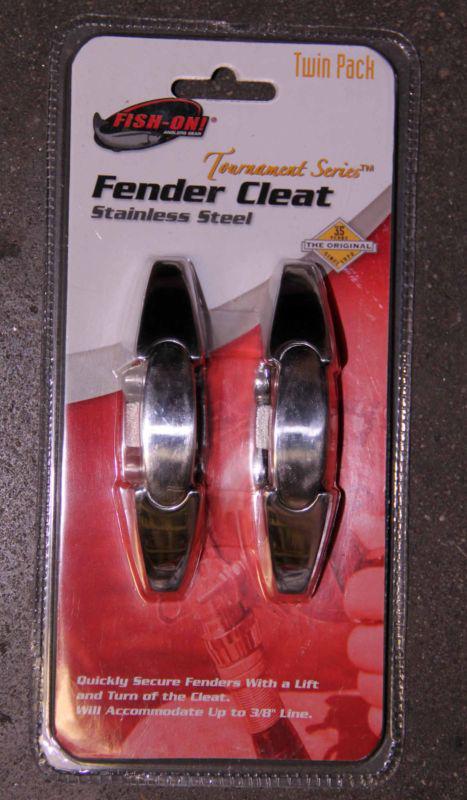 Fish-on twin pack fender cleat stainless steel - new
