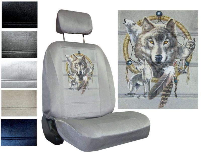 Wolves wolf w/ dreamcatcher 2 low back bucket seat covers  car truck suv pp #4