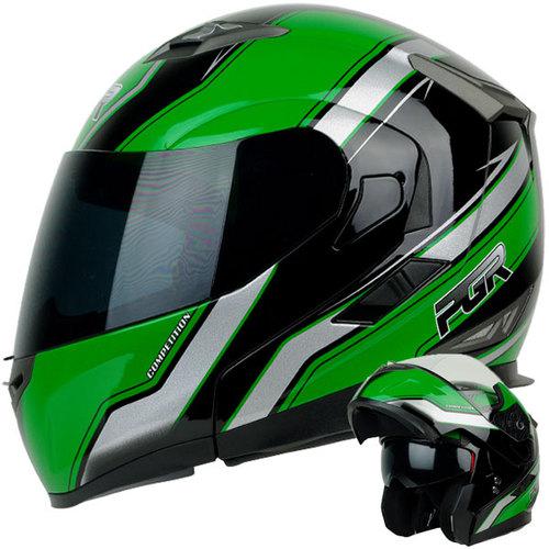 S m l ~ pgr f99 black green modular full face dual visor dot motorcycle helmet