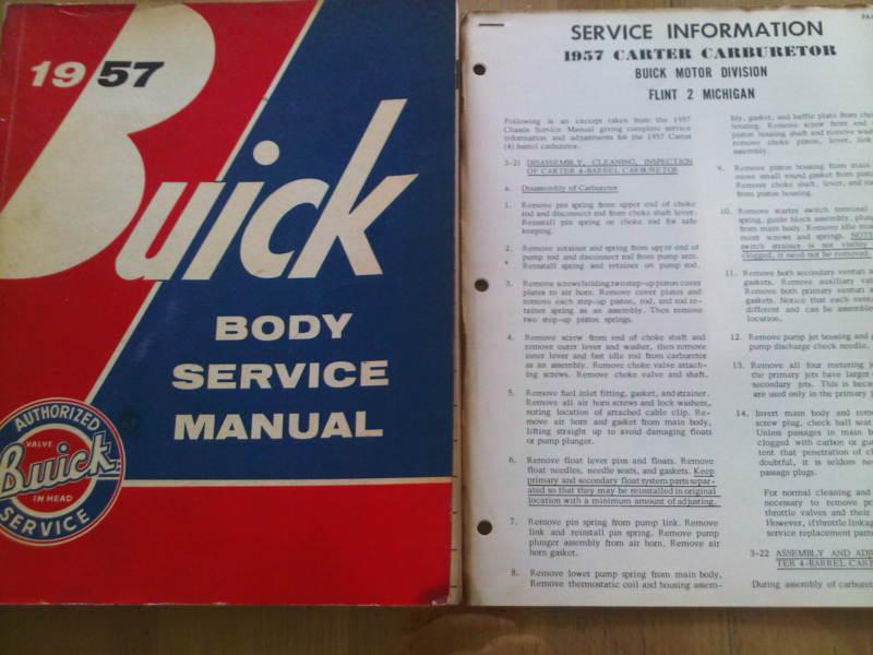 1957 buick body service manual* 1957 carter carb bulletin * air bag bulletin *
