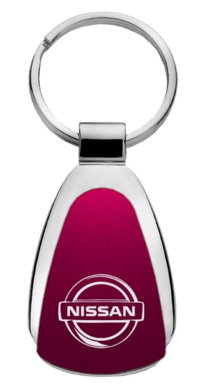 Nissan burgundy teardrop keychain / key fob engraved in usa genuine