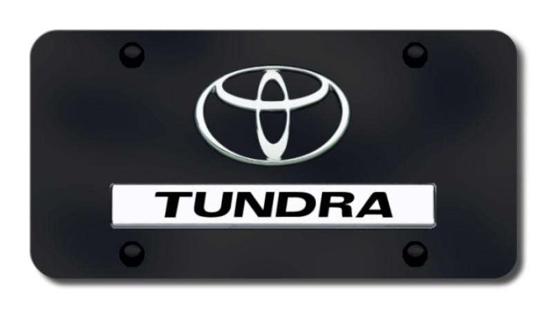 Toyota dual tundra chrome on black license plate made in usa genuine