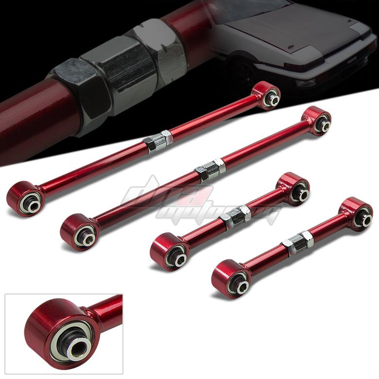 84-87 corolla ae86 red rear lateral link+trailing control arm/bar suspension kit