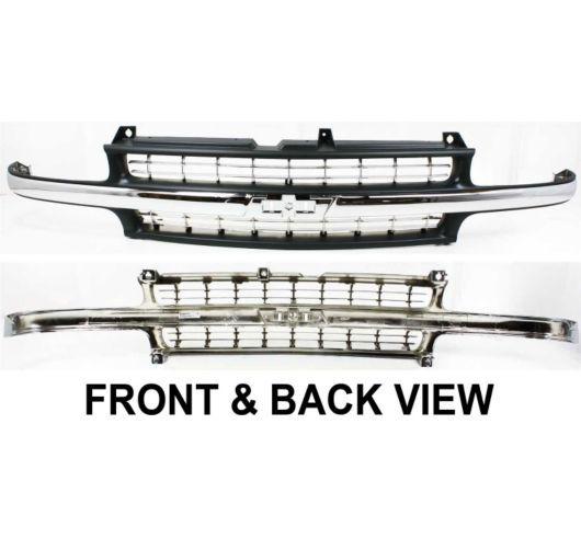 Chrome & black front grille grill for chevy silverado 1500 2500 3500