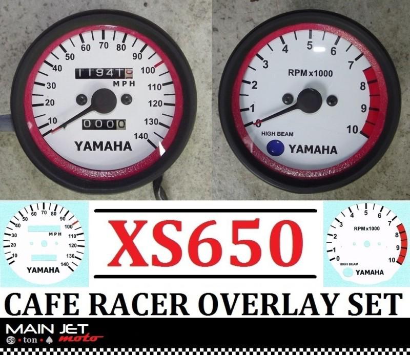 Yamaha xs650 overlay cafe racer gauge face decal applique overlays speedometer