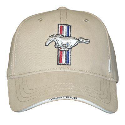 Cap - ford mustang running horse tri-bar hat new! tan - free usa shipping! wow!