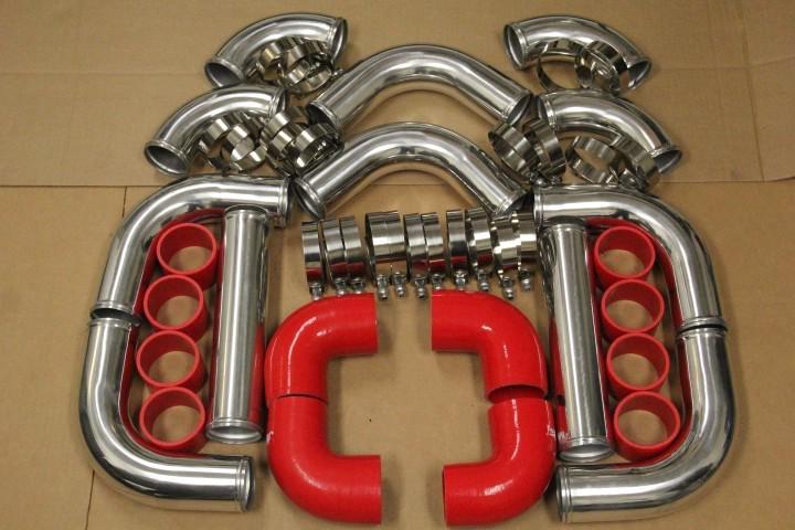 Red aluminum turbo intercooler piping kit 12pcs rx7 rx8 miata protege mx3 mx6