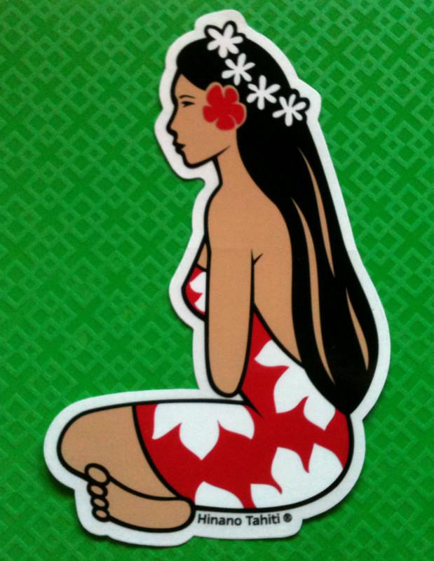 Hinano tahiti sticker dance hawaii girl motocross beer wahine surf paddle skate