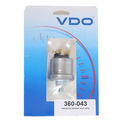 (2) vdo gauges pressure sender fuel pressure 10-180 ohm 0-30 psi 1/8-27" npt