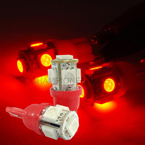 5 led red instrument cluster side marker interior bumper light lamp bulb 2 pcs