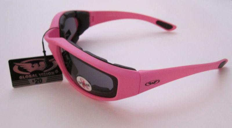 Pink motorcycle padded glasses sunglasses womens breast cancer jogging cycling