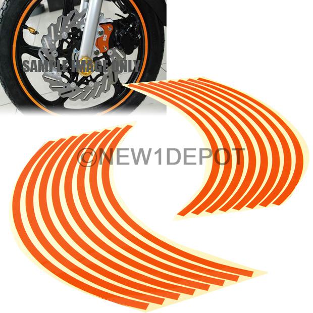 Orange reflective universal car motorcycle wheel rim stripe tape sticker 16"-18"