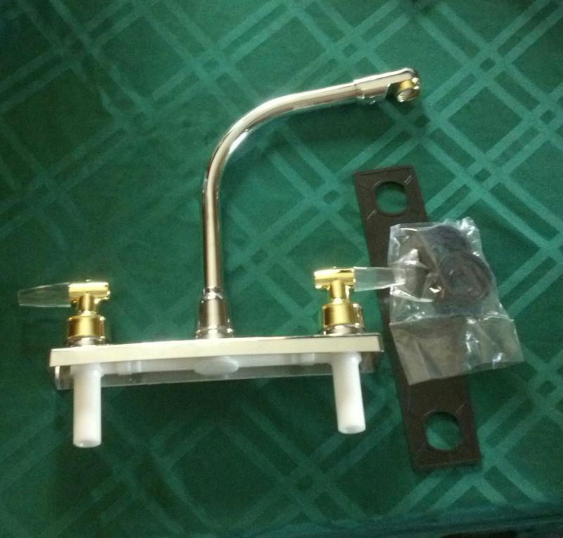 Rv camper boat marine kitchen faucet --has a chrome and gold finish