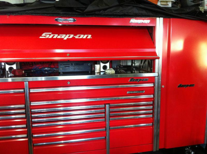 Snap on red epiq triple bank tool box, hutch, stainless top & locker 