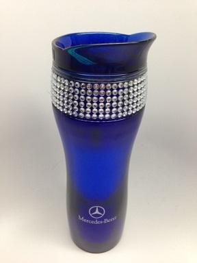 New mercedes swarovski crystal cup mug travel tumbler blue 