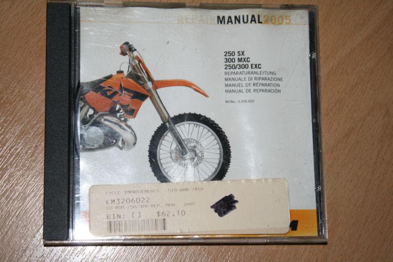 New ktm oem repair manual disk dvd 2005 250sx, 300 mxc, 250/300 exc