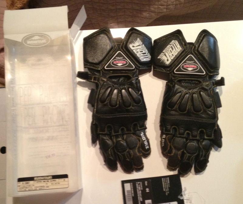 Kushitani hyperracing black leather motorcycle gloves us small/japan medium