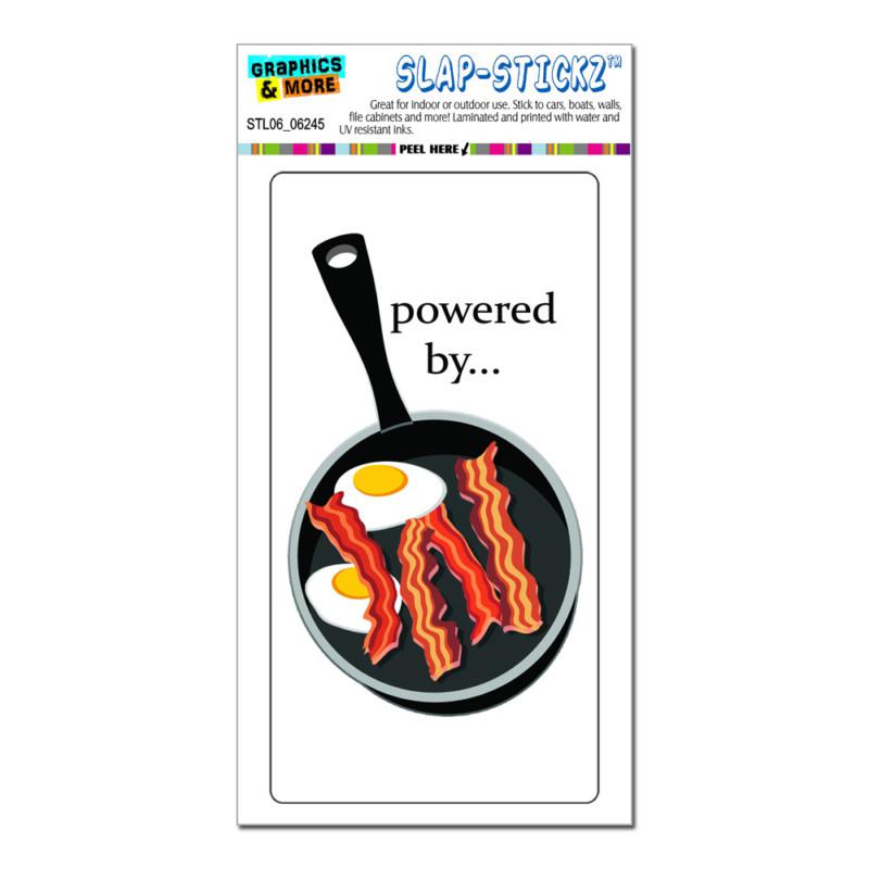 Bacon and eggs powered by white - breakfast - slap-stickz™ window bumper sticker