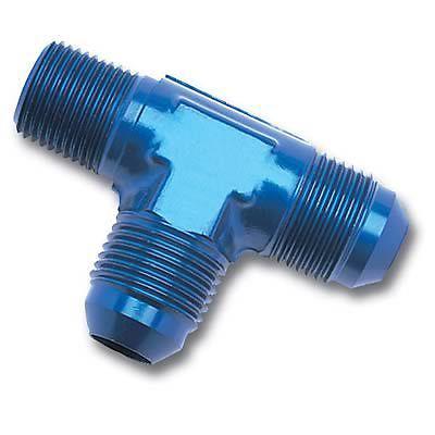 Russell 661110 fitting tee -4 an male -4 an male 1/8" npt male on run blue ea