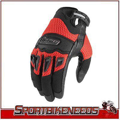 Icon twenty-niner red black leather gloves new medium md