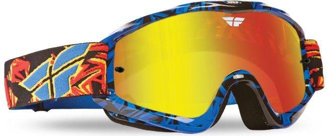 Fly racing zone pro 2014 mx/offroad goggle blue/black-fire chrome/ smoke