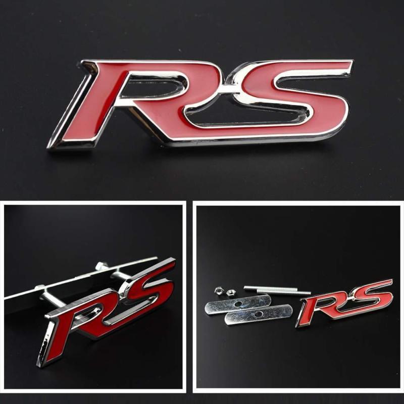 New  rs 3d metal rs logo racing front grill grille badge emblem