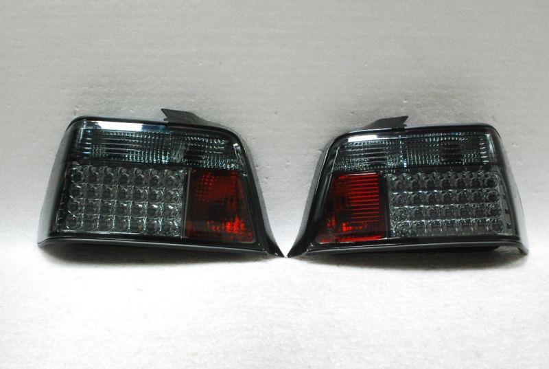 92-98 bmw e36 3-series 4dr led perform smoked tail brake lights left+right pair