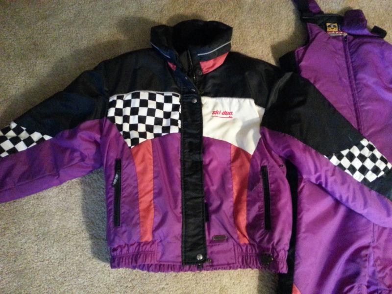 Women's ladies 2 piece snowmobile suit ski-doo jacket bibs pants medium sno gear