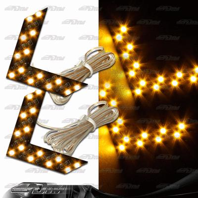 1x pair universal amber 14 smd led side view mirror arrow turn signal indicators