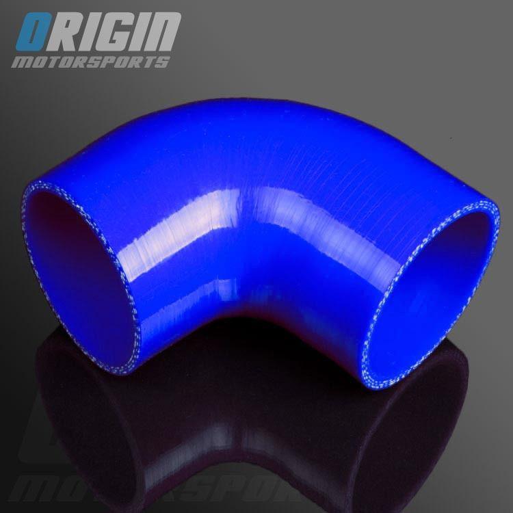 Blue 4" to 4" 90 degree turbo intercooler silicone elbow hose 3ply id: 102mm
