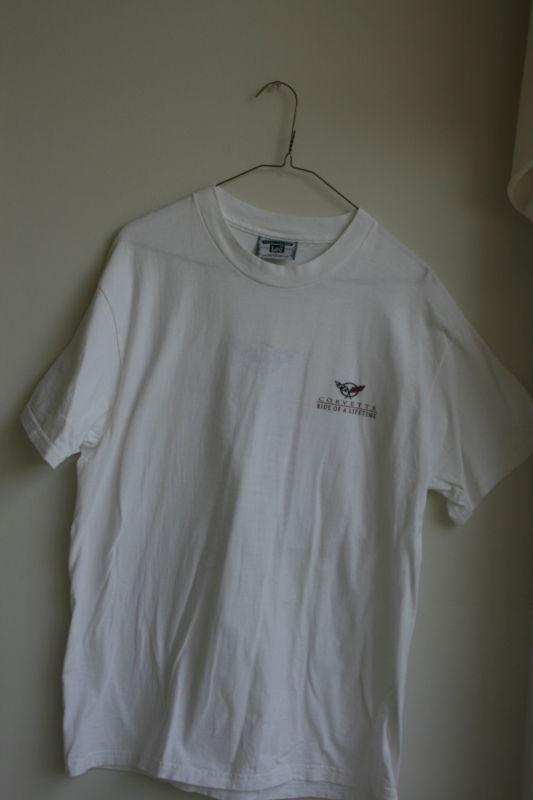 Corvette ride of a lifetime white t-shirt men's size l made by lee